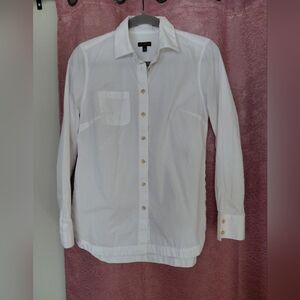 Talbot's Classic White Blouse Shirt Crisp Cotton W/Pocket And Side Buttons